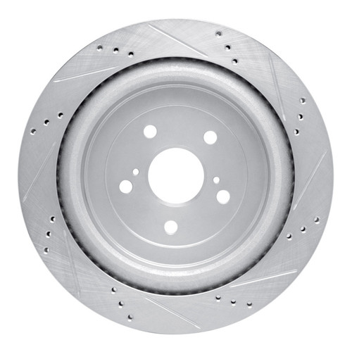 R1 16-22 Lexus RX450hL Rear Left Drilled & Slotted Silver Brake Rotor