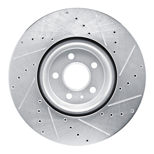 R1 18-25 Audi S5 Front Left Drilled & Slotted Silver Brake Rotor