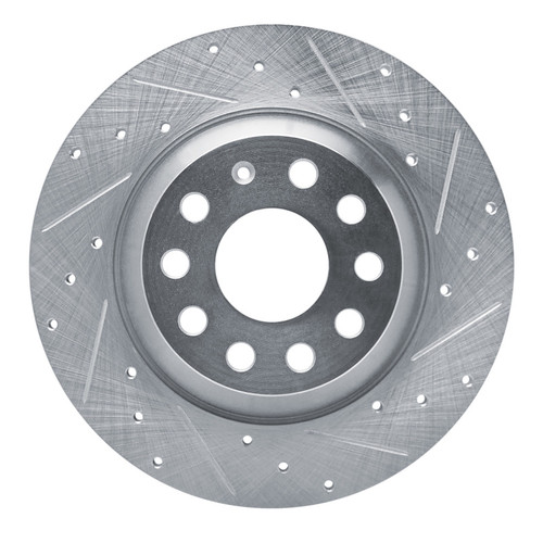 R1 16-25 Audi Q3 Rear Right Drilled & Slotted Silver Brake Rotor