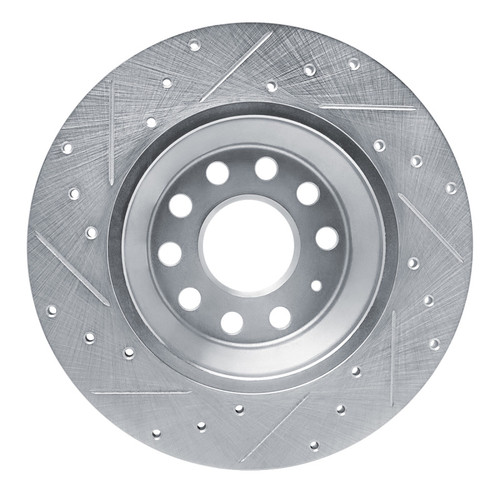 R1 16-25 Audi Q3 Rear Right Drilled & Slotted Silver Brake Rotor