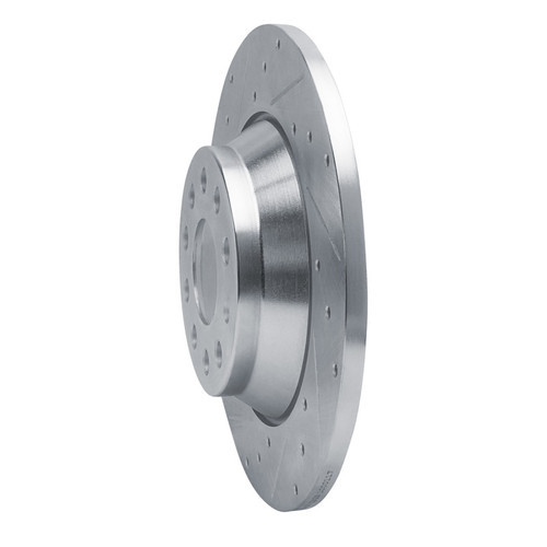 R1 16-25 Audi Q3 Rear Left Drilled & Slotted Silver Brake Rotor