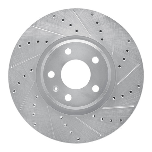 R1 11-17 Audi A5 Front Right Drilled & Slotted Silver Brake Rotor