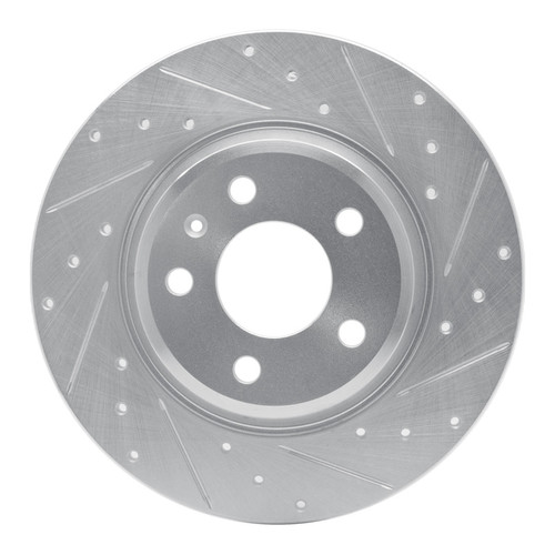 R1 08-25 Audi Q5 (USA/Canada Excl Hybrid) Rear Right Drilled & Slotted Silver Brake Rotor