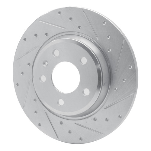 R1 08-25 Audi Q5 (USA/Canada Excl Hybrid) Rear Right Drilled & Slotted Silver Brake Rotor