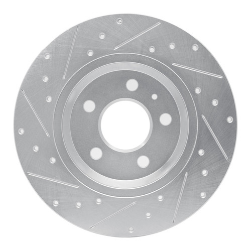 R1 08-25 Audi Q5 (USA/Canada Excl Hybrid) Rear Right Drilled & Slotted Silver Brake Rotor