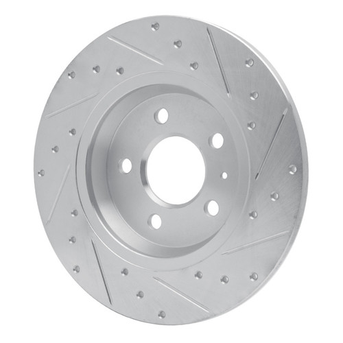 R1 08-25 Audi Q5 (USA/Canada Excl Hybrid) Rear Left Drilled & Slotted Silver Brake Rotor