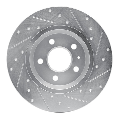 R1 08-25 Audi Q5 (USA/Canada Excl Hybrid) Rear Left Drilled & Slotted Silver Brake Rotor
