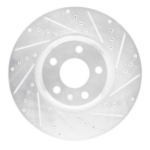 R1 08-12 Audi Q5 (USA/Canada Excl Hybrid) Front Right Drilled & Slotted Silver Brake Rotor