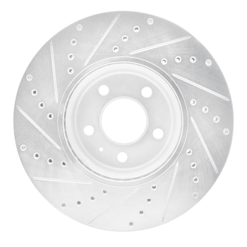 R1 08-12 Audi Q5 (USA/Canada Excl Hybrid) Front Right Drilled & Slotted Silver Brake Rotor