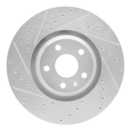 R1 08-11 Audi TTS Quattro Front Left Drilled & Slotted Silver Brake Rotor