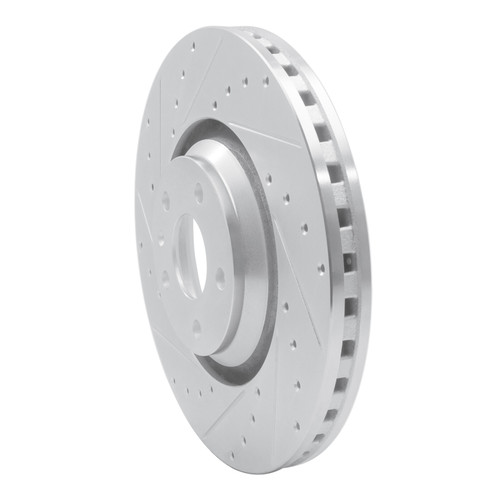 R1 08-11 Audi TTS Quattro Front Left Drilled & Slotted Silver Brake Rotor