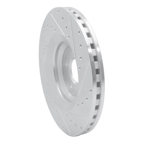 R1 08-11 Audi TTS Quattro Front Left Drilled & Slotted Silver Brake Rotor