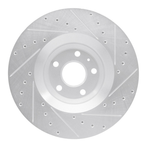 R1 08-11 Audi TTS Quattro Front Left Drilled & Slotted Silver Brake Rotor