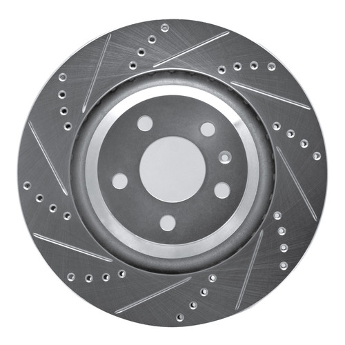 R1 07-11 Audi S6 Rear Left Drilled & Slotted Silver Brake Rotor