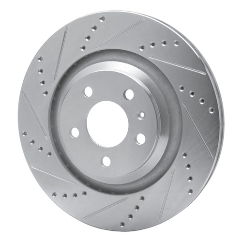 R1 07-11 Audi S6 Rear Left Drilled & Slotted Silver Brake Rotor