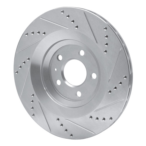 R1 07-11 Audi S6 Rear Left Drilled & Slotted Silver Brake Rotor
