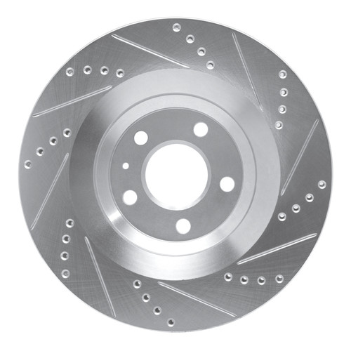 R1 07-11 Audi S6 Rear Left Drilled & Slotted Silver Brake Rotor