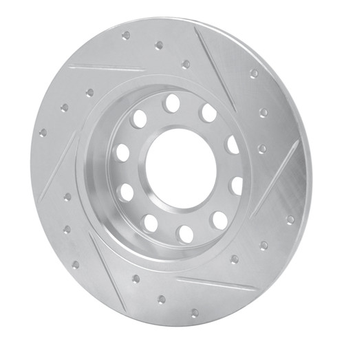 R1 00-08 Audi A4 (USA/Canada) Rear Left Drilled & Slotted Silver Brake Rotor