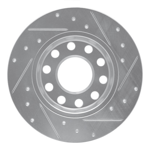R1 00-08 Audi A4 (USA/Canada) Rear Left Drilled & Slotted Silver Brake Rotor