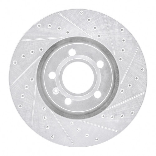R1 97-06 Audi A6 Quattro Front Right Drilled & Slotted Silver Brake Rotor
