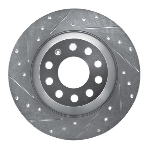 R1 05-11 Audi A6 Quattro Rear Left Drilled & Slotted Silver Brake Rotor