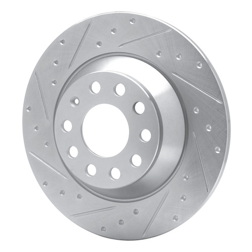 R1 05-11 Audi A6 Quattro Rear Left Drilled & Slotted Silver Brake Rotor