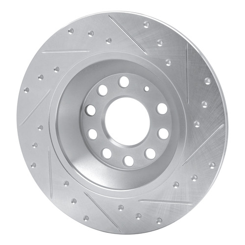 R1 05-11 Audi A6 Quattro Rear Left Drilled & Slotted Silver Brake Rotor
