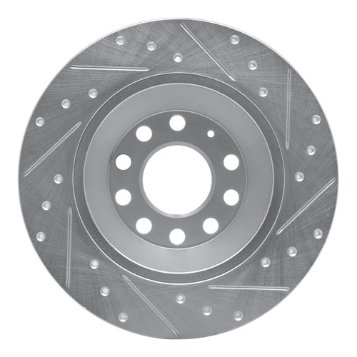 R1 05-11 Audi A6 Quattro Rear Left Drilled & Slotted Silver Brake Rotor