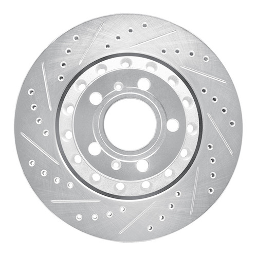 R1 04-10 Audi A8 Rear Left Drilled & Slotted Silver Brake Rotor