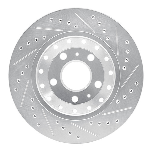 R1 04-10 Audi A8 Rear Left Drilled & Slotted Silver Brake Rotor