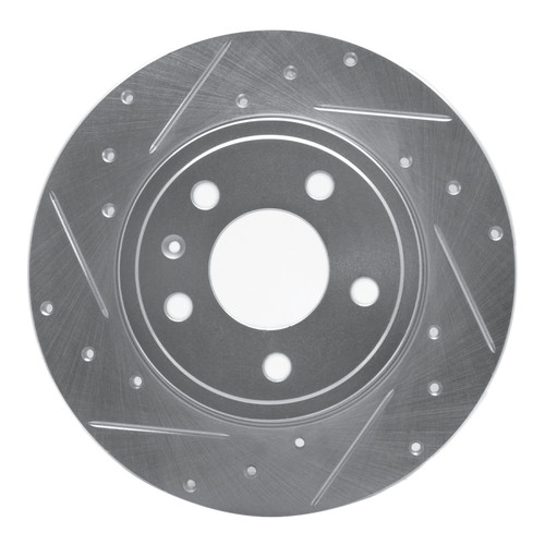 R1 00-09 Audi A4 Quattro Rear Left Drilled & Slotted Silver Brake Rotor