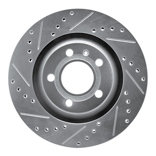 R1 04-09 Audi S4 Rear Left Drilled & Slotted Silver Brake Rotor