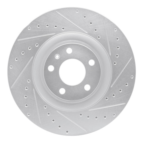 R1 04-09 Audi S4 Front Right Drilled & Slotted Silver Brake Rotor