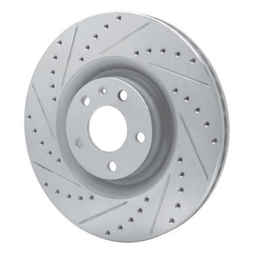 R1 04-09 Audi S4 Front Left Drilled & Slotted Silver Brake Rotor