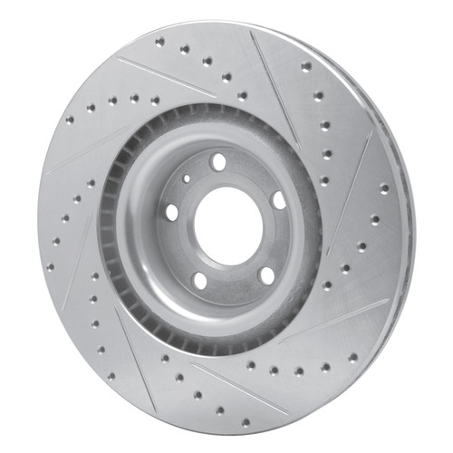 R1 04-09 Audi S4 Front Left Drilled & Slotted Silver Brake Rotor
