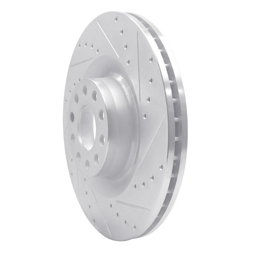 R1 01-03 Audi S8 Front Right Drilled & Slotted Silver Brake Rotor