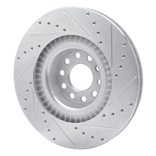 R1 01-03 Audi S8 Front Left Drilled & Slotted Silver Brake Rotor