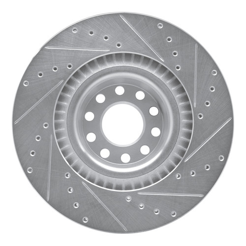 R1 01-03 Audi S8 Front Left Drilled & Slotted Silver Brake Rotor