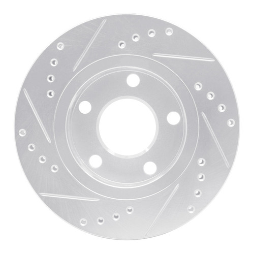 R1 00-02 Audi S4 Rear Right Drilled & Slotted Silver Brake Rotor