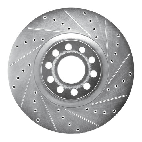 R1 99-04 Audi S6 Front Right Drilled & Slotted Silver Brake Rotor