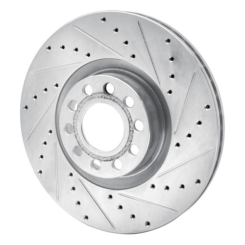 R1 99-04 Audi S6 Front Right Drilled & Slotted Silver Brake Rotor