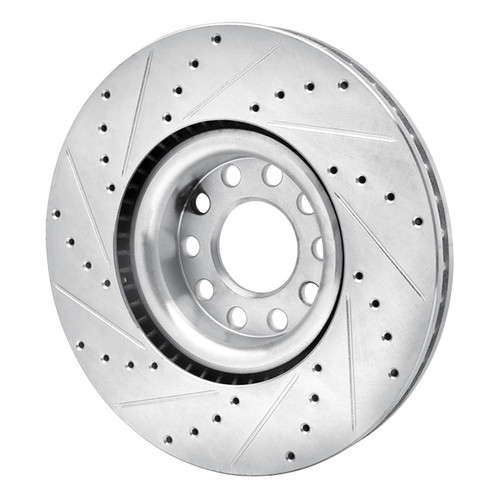 R1 99-04 Audi S6 Front Right Drilled & Slotted Silver Brake Rotor