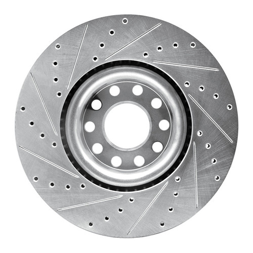 R1 99-04 Audi S6 Front Right Drilled & Slotted Silver Brake Rotor