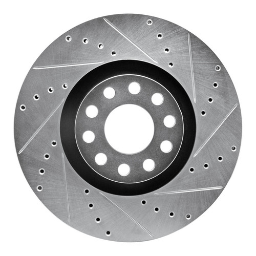 R1 00-03 Audi A8 Front Right Drilled & Slotted Silver Brake Rotor