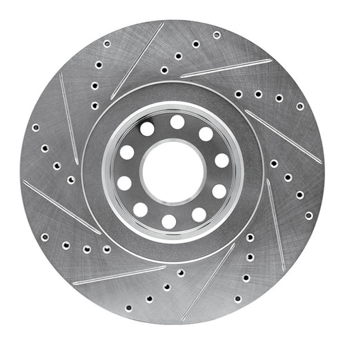 R1 00-03 Audi A8 Front Right Drilled & Slotted Silver Brake Rotor