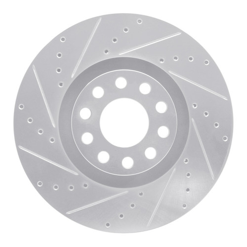 R1 00-03 Audi A8 Front Left Drilled & Slotted Silver Brake Rotor