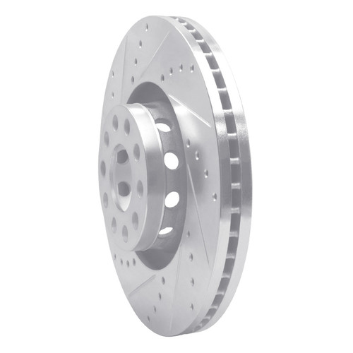 R1 00-03 Audi A8 Front Left Drilled & Slotted Silver Brake Rotor
