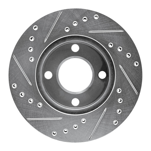R1 90-91 Audi 90 Quattro Front Right Drilled & Slotted Silver Brake Rotor