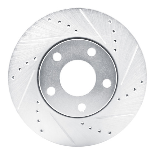 R1 90-97 Audi S6 Front Right Drilled & Slotted Silver Brake Rotor