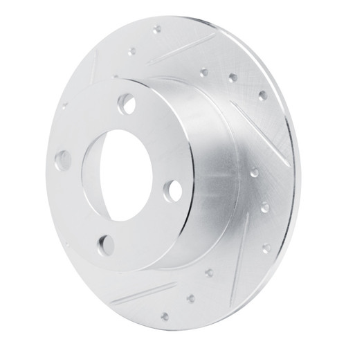 R1 89-91 Audi 100 Rear Left Drilled & Slotted Silver Brake Rotor